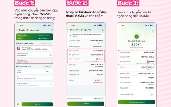 Cách chuyển tiền từ app ngân hàng sang số điện thoại MoMo
