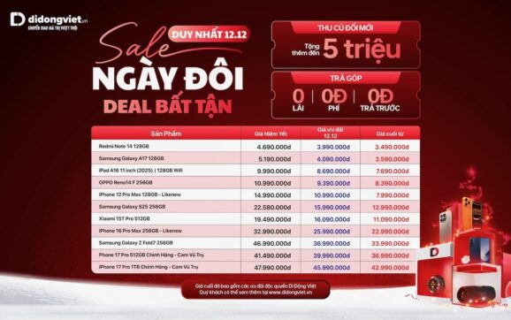 Di Động Việt triển khai chương trình khuyến mãi 12/12 với nhiều sản phẩm giảm giá